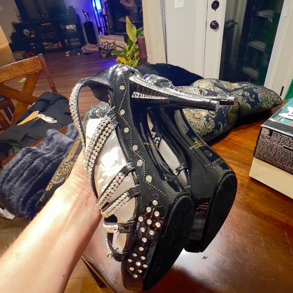 Delicacy Black heels with bling bling - Picture 4 of 8